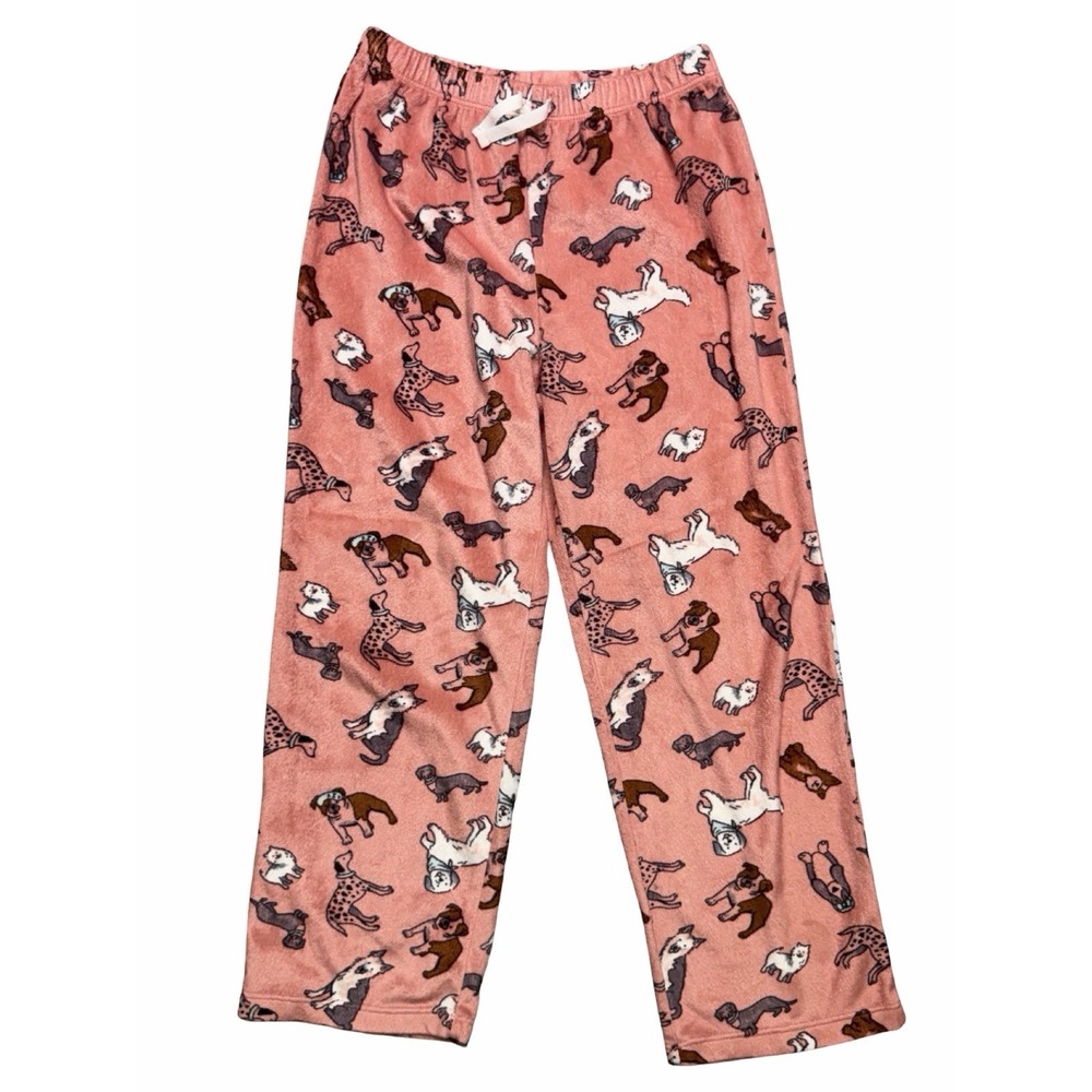 Wonder Nation Girls Pink Dog Print Fleece Pajama Pants Size M (7/8)